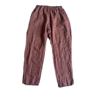 Flax Cropped Linen Pants in Dusty Rose